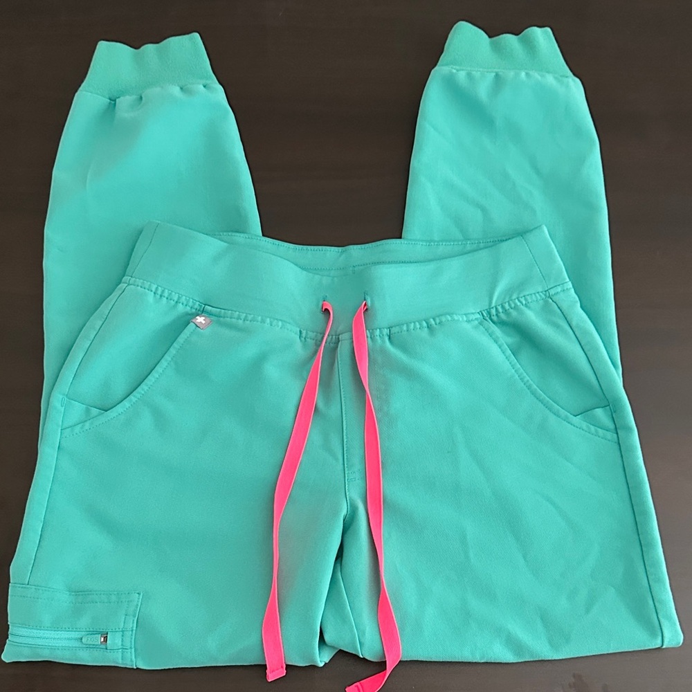 Figs Zamora Joggers with Neon Pink Drawstring